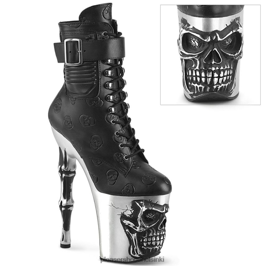 rapture-1020str-02 0J06FH222 musta keinonahka/hopea Pleaser Shoes