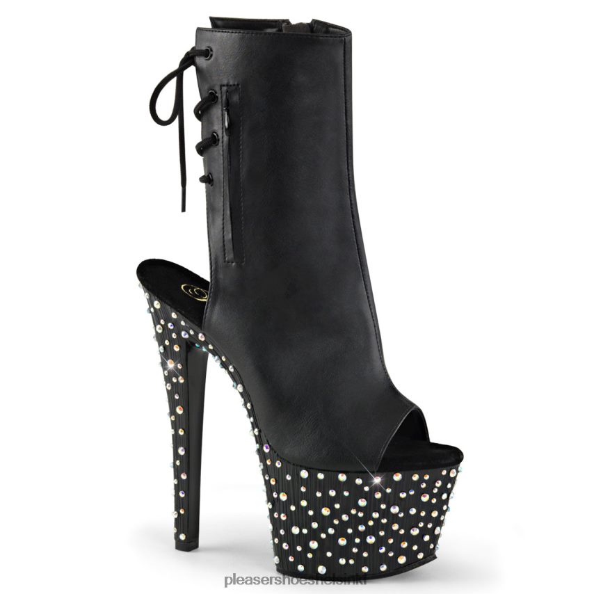 tähtitanssi-1018-7 0J06FH512 musta keinonahka/hopea Pleaser Shoes