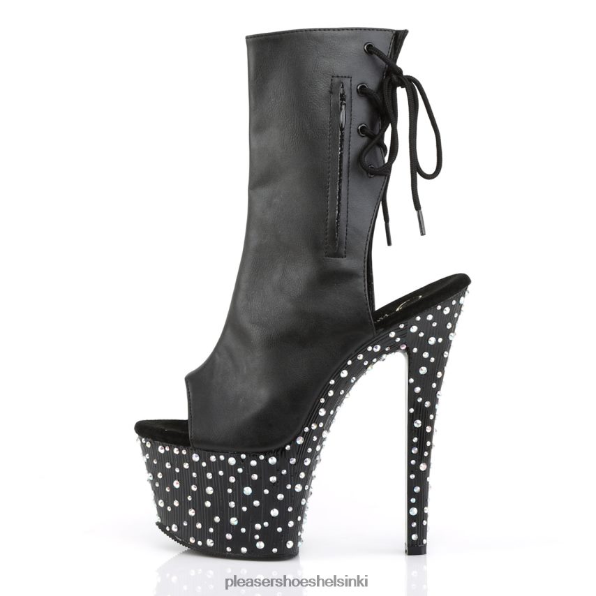 tähtitanssi-1018-7 0J06FH512 musta keinonahka/hopea Pleaser Shoes